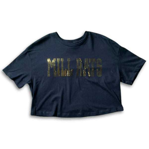 Ladies Sequin Black Crop